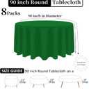 8 Pack Green Round Tablecloth 90 Inch Wrinkle Resistant Round Green Table Cloth Reusable and Washable Polyester Fabric Table Covers for St. Patrick's Day Buffet Wedding Party and Banquet