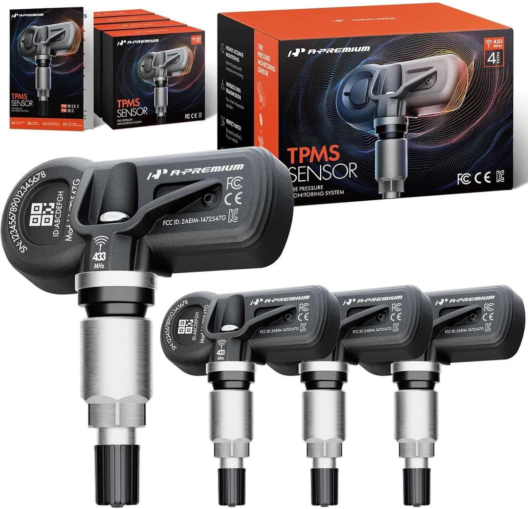 A-Premium 4PCS Pre-Programmed TPMS Sensor Tire Pressure Monitoring Sensor - Compatible with Chevy, GMC, Cadillac & Buick - Camaro, Cruze, Malibu, Silverado, Sierra, Terrain, Yukon, Lacrosse - 433MHz