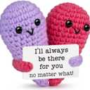 2 x Crochet Heart Valentines Day Gifts for Him Her,Cute Handmade Emotional Support Knitted Doll Thinking of You Cheer Up Gift for Women Best Friend,Funny Long Distance Relationship Gifts,Small Keepsake