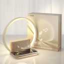 Vivilumens Sunrise Alarm Clock Wireless Charger, 10 White Noise Sound Machine Alarm Clock with 30/60/90 Mins Timer, 3 Levels Touch Night Light Dual Clocks for Heavy Sleeper Bedroom Decor Gifts for Her