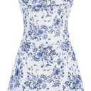 Floerns Girl's Floral Print Spaghetti Strap Sundress Square Neck Ruched Cami Dress (White) 10Y