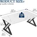 Wolawu Coffee Table White Living Room Center Table, Simple Modern Faux Marble Rectangular Tea Table with Sturdy Black Metal Frame,Industrial Wooden Coffee Table for Bedroom Home Office