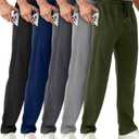 OZYJD Mens Sweatpants with Zipper Pockets 5 Pack Mens Joggers for Men Open Bottom Mesh Athletic Pants for Workout,Running L