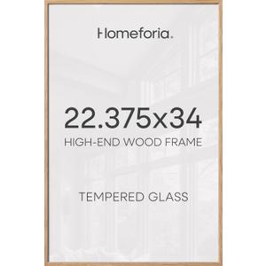 Homeforia 22.375x34 Natural Oak Puzzle Poster Frame, High-End Wood, Glass