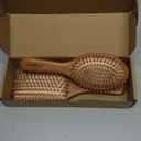 2-Piece Bamboo Hair Brush Set for Hair Growth (Oval & Square) - Natural Wooden Scalp Massage Brush with Bamboo Bristles,Detangling Hairbrush for Women,Men,All Hair Types - Ergonomic Handle