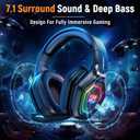 Ozeino Wireless Gaming Headset with Flip Microphone, RGB Lighting Gaming Headphones for PS5, PS4, PC - 2.4GHz USB & Type C Transmitter