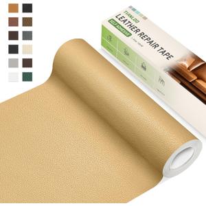 TIANLDD Leather Repair Tape,16 x 80 Inches Self Adhesive Leather Repair PatchLeather Repair Kit for FurnitureCouches,Car Seats,Cabinets,Handbags(Khaki-Litchi Grain)