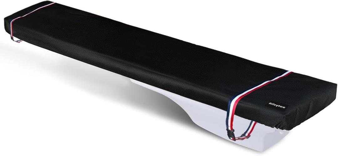 Rileytee Swimming Pool Diving Board Cover,Outdoor Heavy Duty 600D Waterproof Anti-UV Replacement 6ft,8ft and 10ft Pool Diving Board Protector Cover,with Fixed Buckles and Elastic to Tie Down (Black)