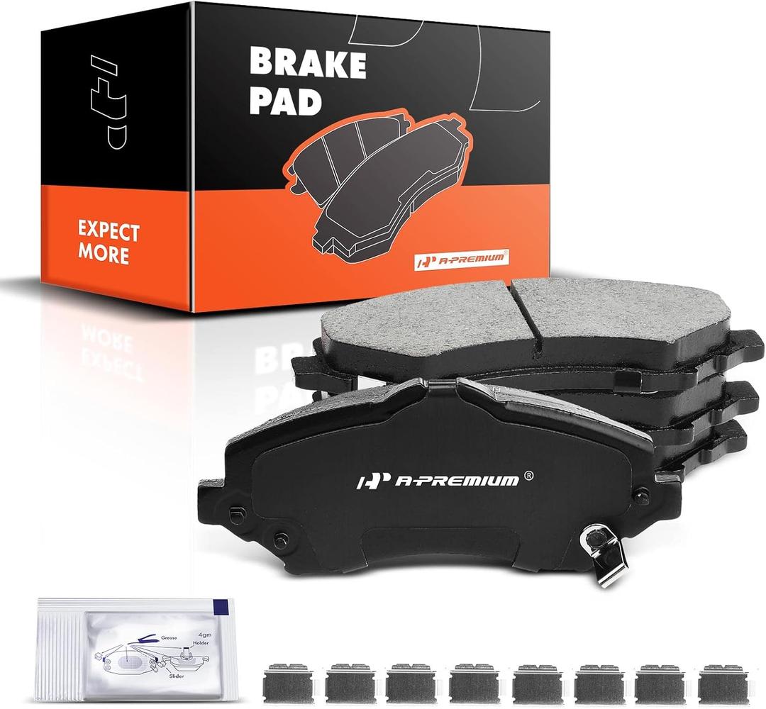 A-Premium Front Ceramic Disc Brake Pads Set Compatible with Select Dodge, Jeep, Volkswagen, Ram and Chrysler Models - Journey, Grand Caravan, Nitro, Liberty, Wrangler JK, Routan, C/V, Town & Country
