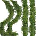 2 Pcs Artificial Norfolk Pine Garlands Christmas, 9 FT Dense Real Touch Winter Pine Garland Ornament, Green Artificial Greenery Garland for Table, Mantle, Wall, Indoor, Outdoor Christmas Decorations