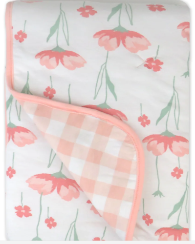 ORGANIC COTTON HAND-QUILTED REVERSIBLE BABY BLANKET