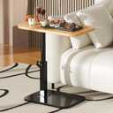 Adjustable Height C-Shaped Table, 360 Swivel TV Tray, TV Tray for Couch, Bedside and Living Room, Couch Table with Metal Pillar(Nature) (Natural)