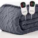JKMAX Heated Electric Blanket King Size100"x90" Heating Blanket with 10 Heating Levels & 5 Time Settings OverHeat Protection，Winter Warmer for Adults with ETL Certification（Grey）
