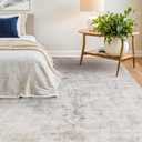 Washable 8x10 Bedroom Rug - Blue Grey Modern Area Rug for Living Room, Dining Room Table, Non Slip Soft Faded Print Carpet, Stain Resistant