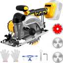6 Inch Cordless Circular Saw for Dewalt 20V Battery (No Battery), Power Wood Saw with Brushless Motor, 0-45 Cutting Bevel, Max Cutting Depth 2"(90), 1.3"(45), Idea for Wood, Plastic, Soft Metal