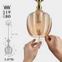 Modern Glass Pendant Light, 6.5"x14" Amber Sunset-Striped Hanging Fixture with Gold Cap, 15"-72" Adjustable Line, E26 Socket for Dining Room or Lounge Sunset Gold Bordeaux