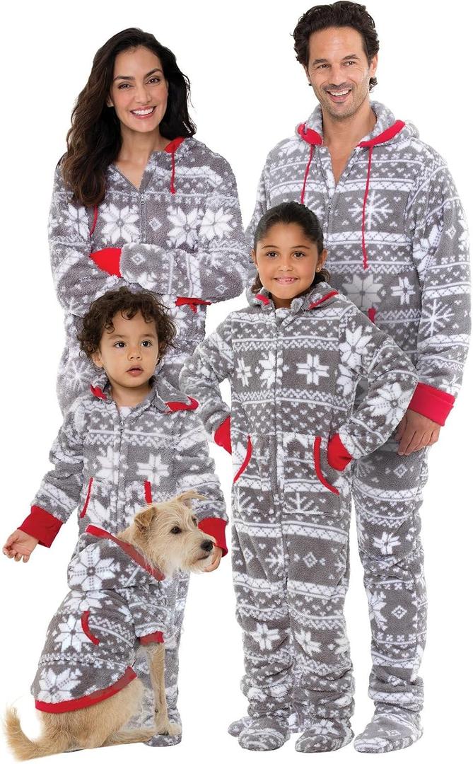 PajamaGram Family Pajamas Matching Sets - Christmas Onesie, Gray, SM