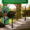 Hand Rails for Outdoor Steps, Heavy Duty 2 Steps Handrails Stair Railing Kit for Indoor & Outdoor Installation, Adjustable Height & Sturdy Porch Railing for Balcony, Porch, Deck