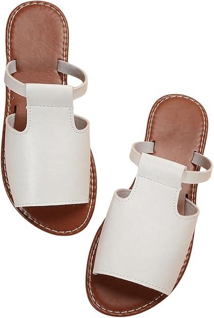 Women's Cut Out Slide Sandals Open Toe Summer Flat Sandals Outdoor Shoes, 10,5