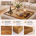 Nuanchu 32 x 18 Inch Ottoman Tray, Extra Large Acacia Wood Serving Tray