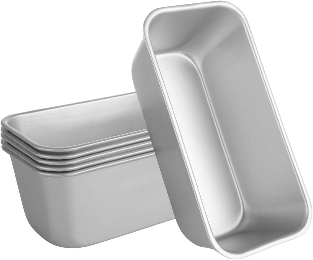 AKOLAFE 6 Pack Aluminum Loaf Pans 8x4 Inch Banana Bread Pan for Homemade Bread Baking Pan for Oven 2.8 Deep Metal Meatloaf Pan Sandwich Bread Loaf Pans for Baking Bread Tins for Baking Meat Loaf Cake, 7.9x3.9x2.8 Inch
