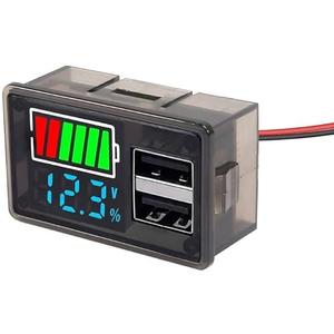 JUZITAO 1PCS 12V 24V Digital Voltmeter Golf Cart Battery Meter DC 8-30V Digital Battery Monitor with 2 USB Ports Power-Off Memory Voltage Display or Car Motorcycle Boat(Blue)