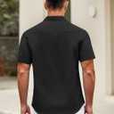 COOFANDY Mens Short Sleeve Casual Button Down Shirts Summer Untucked Dress Shirts with Pocket (Black, XXL)
