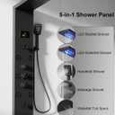 Homevacious 5 In 1 Shower Panel Tower System LED Rain Waterfall Shower Head and Adjustable Massage Body Jets 3 Settings Handheld Head and Tub Spout Stainless Steel Bathroom Panel Matte Black