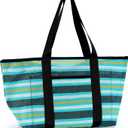 Beach Tote Bag for Women, Lightweight Foldable Waterproof Mesh Pool Bag (Tropical Striped)