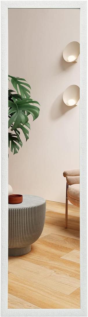 LFT HUIMEI2Y Door Mirror Full Length, Wall-Mounted Mirror White 50" x14"
Door Hanging Mirror with Engraving Frame for Bedroom, Living Room, Dressing Room, Hallway