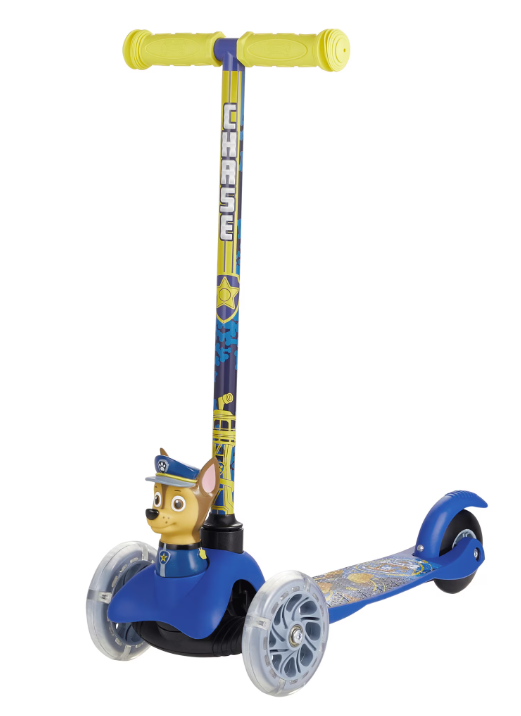 Paw Patrol Chase Ride-N-Glide Buddies 3D Toddler 3-Wheel Kick Scooter for Boys and Girls Ages 3 and Up, Blue, Chase