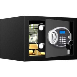 0.7 Cubic Small Safe Box Fireproof Waterproof, Digital Home Security Box with Programmable Keypad and Spare Keys, Document Safe for Money Firearms Medicine Valuables