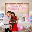 Will You Marry Me Design Proposal Decorations - Upgraded Hanging Swirls Balloons Banner Ring Heart Designed Sign Red Pink Romantic Love Valentines Day Party Stuff Merch