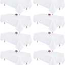8 Packs White Table Cloth Rectangle 60x102 Inch for 6 Foot Rectangle Tables, Wrinkle Resistant Polyester Fabric Tablecloth Washable Rectangular Table Covers for Dining Wedding Party Buffet