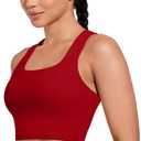 XUNYU High Support Sports Bra for Women Workout Tops Built in Bra Athletic Tank Top High Impact Padded Longline Yoga Bra (Red, L)