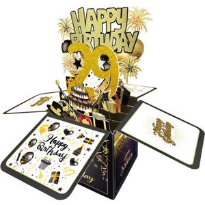 Joycard 29th Birthday Card, 29th Birthday Decorations for Women Men, Happy Birthday 3D Cards for 29 Year Old Her Him, Birthday Gift Box for Daughter Son