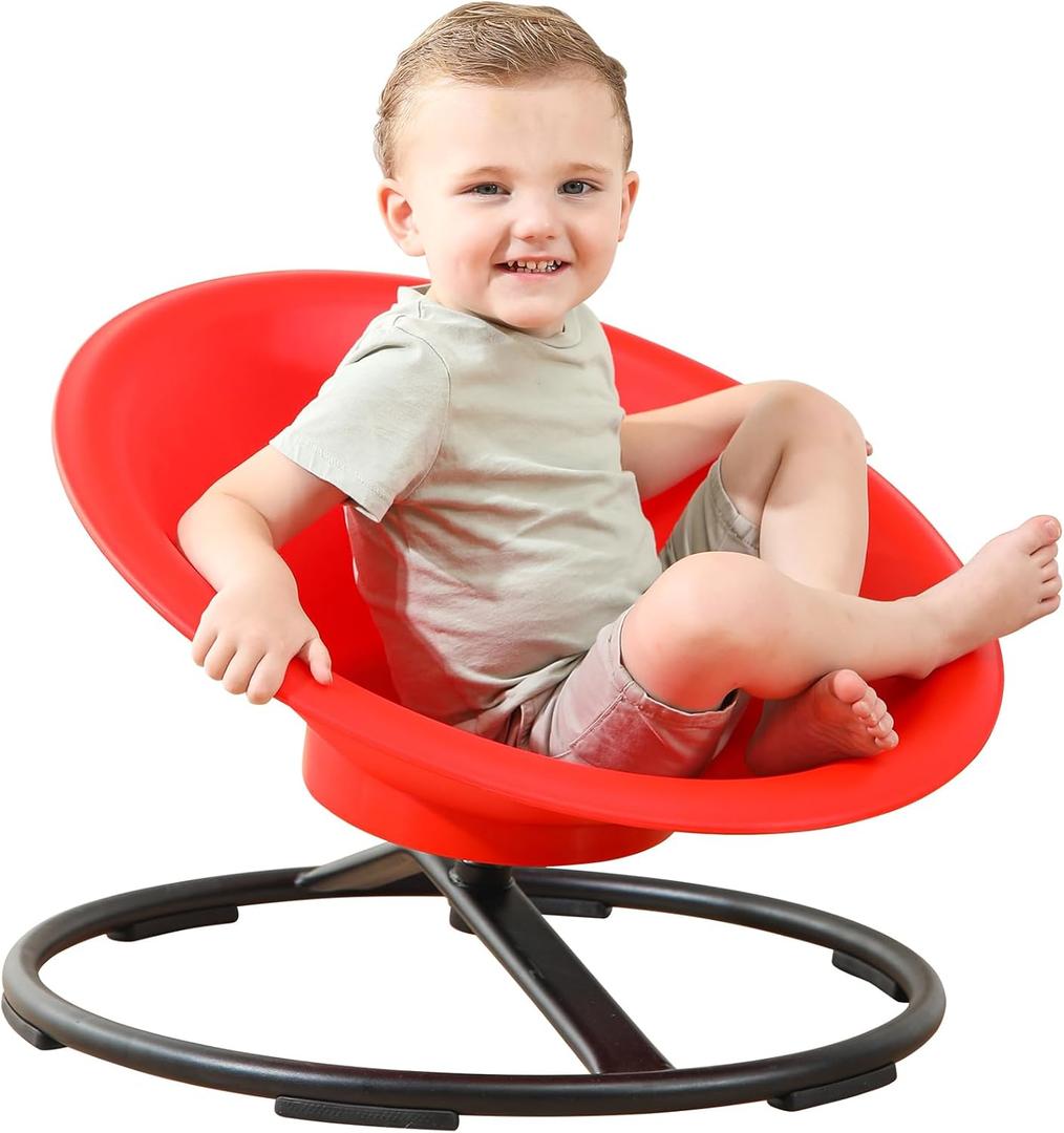 Spinning Chair for Autistic Kids, Sit and Spin Autism Toys for Age 3+, Sensory Swivel Chair Enhancing Motor Skills, Educational Indoor & Outdoor Toys (Red)