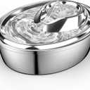 ORSDA Cat Water Fountain Stainless Steel, 2L/67oz Pet Fountain for Cats Inside, Automatic Dog Drinking Dispenser Cat Feeding & Watering Supplies with 2 Filter, 2L Cat Fountain+1x Filter+1x Sponge