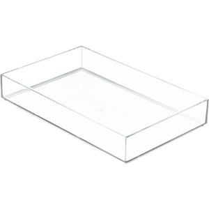 iDesign Clarity Plastic Drawer Organizer, Storage Container for Vanity, Bathroom, Kitchen Drawers, 8" x 12" x 2", Clear