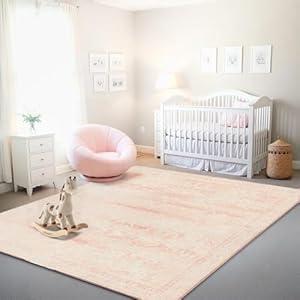 Istana Foldable Pink 9x12 Area Rug - Stain Resistant, Eco-Friendly, Washable Living Room & Bedroom Rug