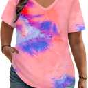 ROSRISS Plus Size Tops for Women Casual Summer T Shirts V Neck Short Sleeve Tunics (XXL)