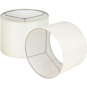 Wellmet Cream White Set of 2 Drum Lampshades, Easy Assembly Required 14" Top x 14" Bottom x 11" High Replacement Lamp Shades, Fabric Lampshades for Table Lamps Floor Lamps, Metal Spider Fitter