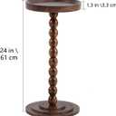 Round Pedestal SideTable Living Room, 24 in tall Small Drink Table Walnut | Small Spaces Martini Table, Wood Leg, for Sofa Bedroom Bedside, Round, 11.8-inch diameter, 24-inch height