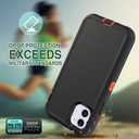 Case for iPhone 11 with Clip, Heavy-Duty Tough Rugged Shockproof Drop Protective Cover Phone Cases, Black+Orange