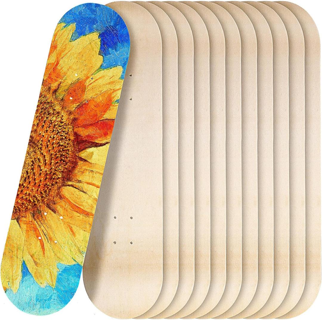 Honoson 6 Pcs Blank Skateboard Decks Bulk 32 x 8 Inch 7 Ply Maple Wooden Plain Skate Decks Natural Wood Double Tail Skateboard for Art Painting Wall Home Decoration