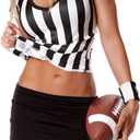 redgino Women's Referee Shirt Official Black and White Stripe Ref Umpire Jersey for Basketball Football Halloween Costume (V Collor) S