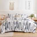 Nanko Queen Comforter Set 3pc, Art Grey White Printed Pattern Reversible Down Alternative Microfiber Bedding - All Season Duvet and 2 Pillowcases Bed Sets Modern for Women Men, Size 88 x 90 Gray