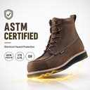 Golden Retriever 6'' Work Boots for Men, Full Grain/Crazy Horse Leather, Composite/Soft Moc Toe, Waterproof EH Safety Boots, Coolmax Insole Work Boots, Oil & Slip Resistant Wedge Outsole G6155-G6355 (Brown, Men's 14 Wide)