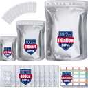 100 Pack 10.2 Mil Mylar Bags for Food Storage with Oxygen Absorbers 400cc (10 x 10 Packs) and 200 Pcs Color Labels - 10*14 / 6* 9 / 4.3*6.3 Resealable Zipper Mylar Bag for Long Term Food Storage