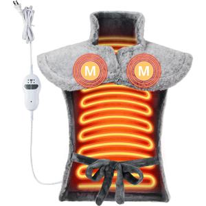 Vibrating Heating Pad for Neck and Shoulders and Back, Heating Pad with Massager, 24" x 35" Large Heating Pad for Back, 2 Heat Levels & 4 Massage Modes, Auto Shut-Off, Valentines Day Gifts for Her Him